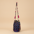 Shell Tassel Handcrafted Bucket Bag — Cobalt Aura (Medium)