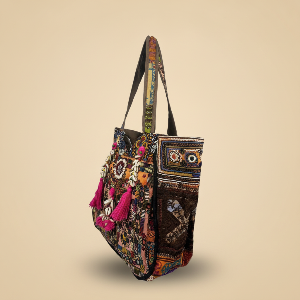 Shell Tassel Handcrafted Oversized Tote Bag — Sienna Sojourn