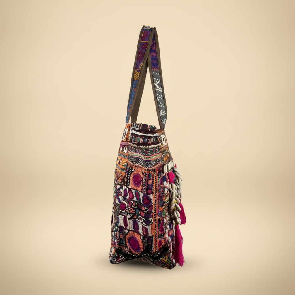 Shell Tassel Handcrafted Tote Bag — Ruby Mosaic