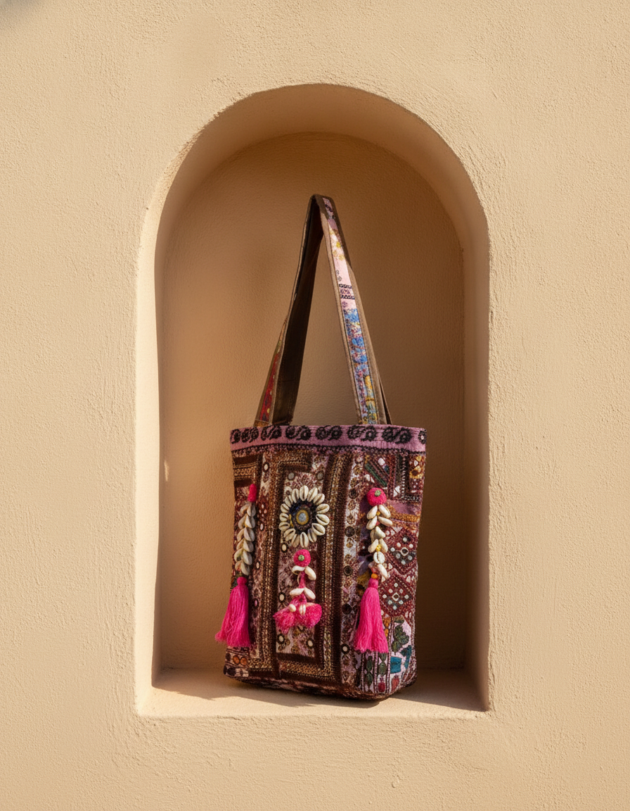 Shell Tassel Handcrafted Tote Bag — Mahogany Fringe