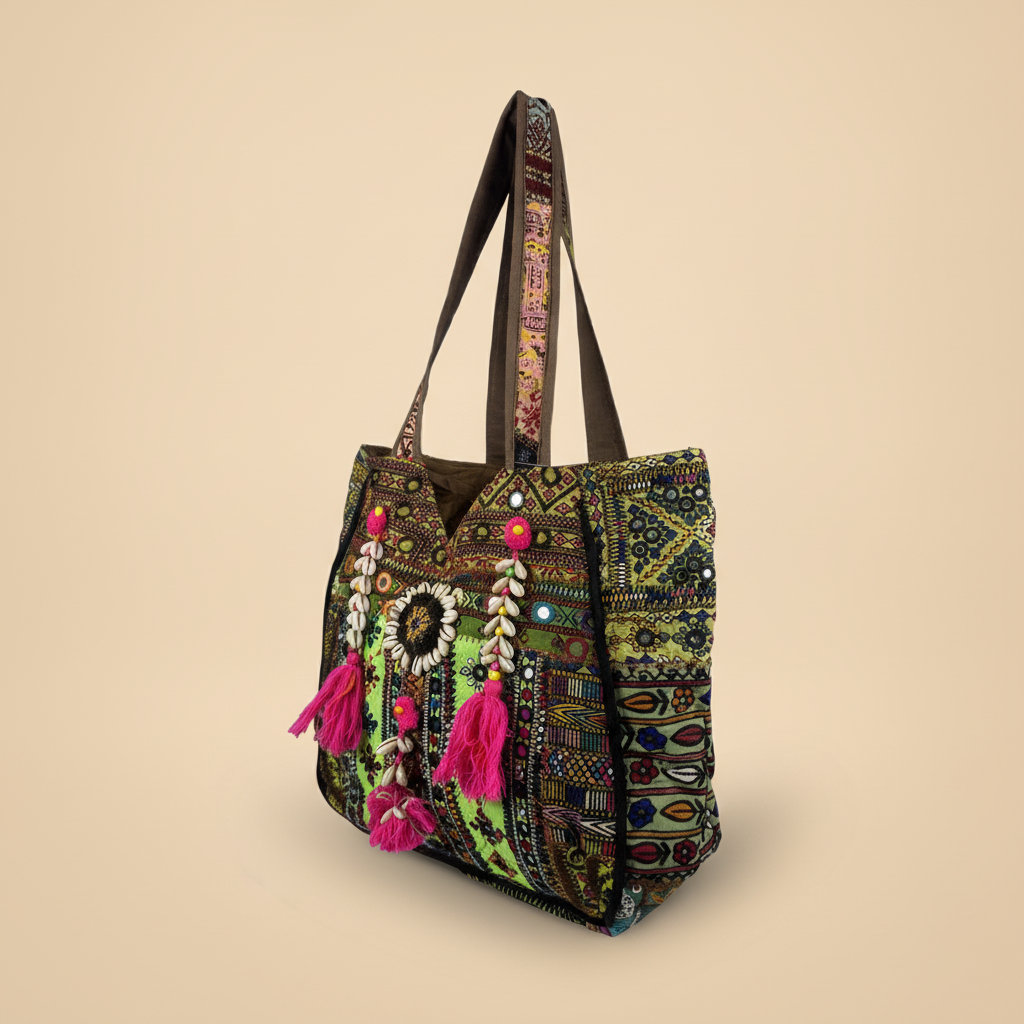 Shell Tassel Handcrafted Oversized Tote Bag — Willow Trail
