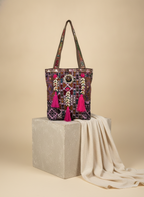 Shell Tassel Handcrafted Tote Bag — Walnut Mosaic
