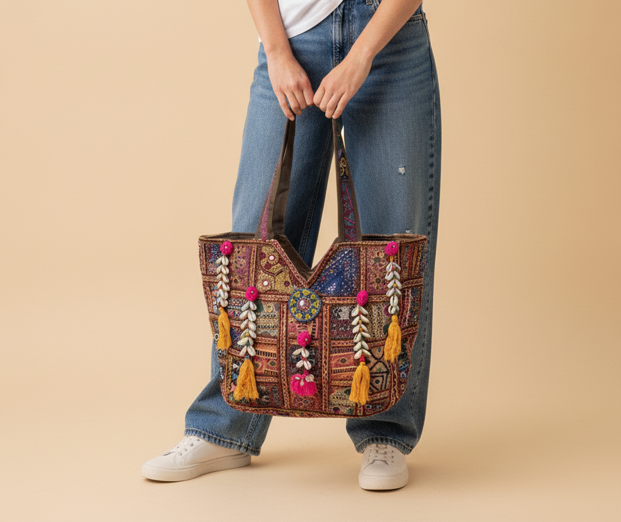 Shell Tassel Handcrafted Oversized Tote Bag — Ochre Expedition
