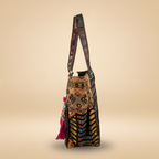 Shell Tassel Handcrafted Tote Bag — Espresso Mosaic