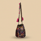 Shell Tassel Handcrafted Bucket Bag — Garnet Bloom (Medium)