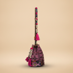Shell Tassel Handcrafted Bucket Bag — Scarlet Bloom (Medium)