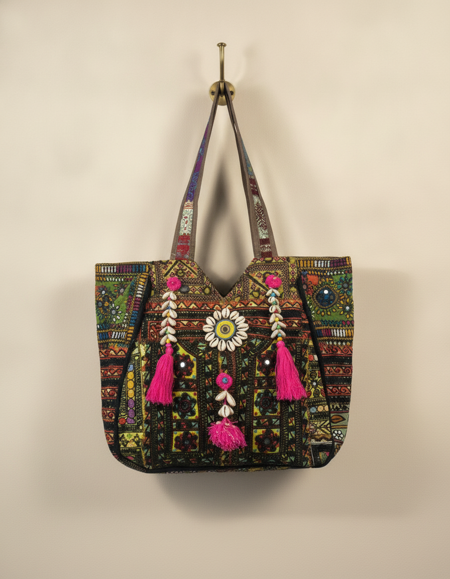 Shell Tassel Handcrafted Oversized Tote Bag — Cypress Passage