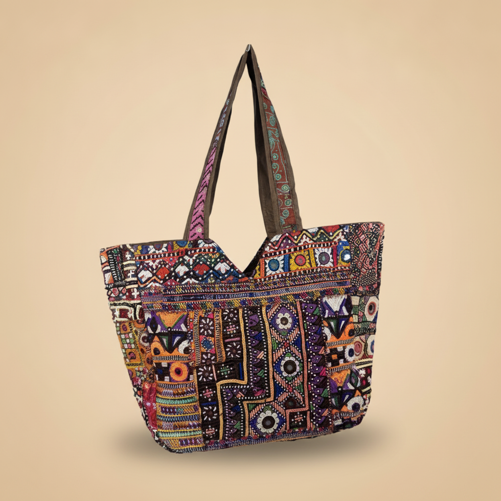 Shell Tassel Handcrafted Tote Bag — Onyx Tapestry