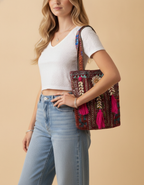 Shell Tassel Handcrafted Tote Bag — Umber Fringe