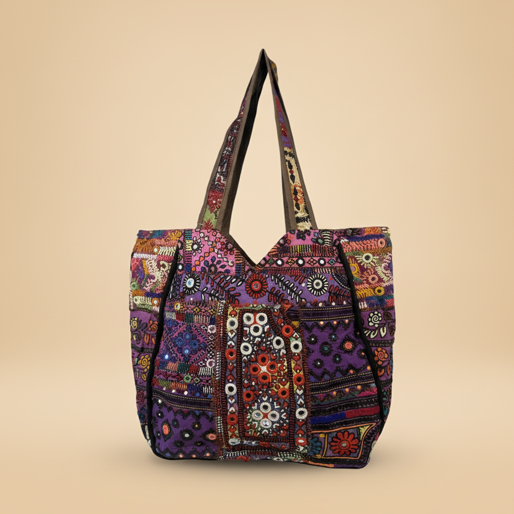 Shell Tassel Handcrafted Oversized Tote Bag — Mocha Meridian