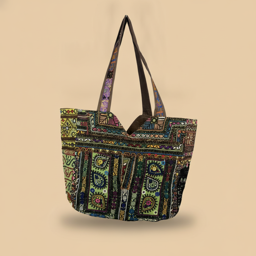 Shell Tassel Handcrafted Tote Bag — Bronze Tapestry