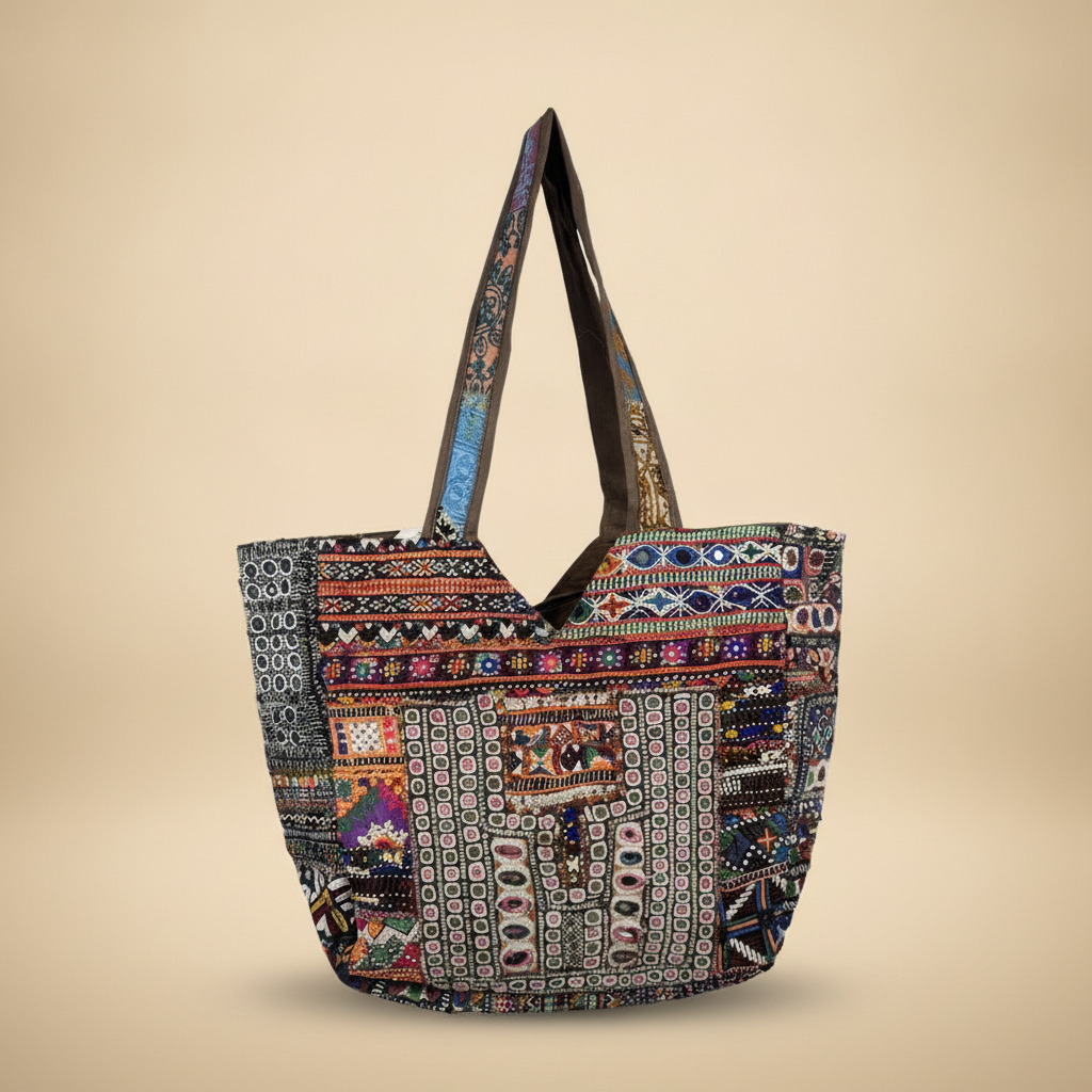 Shell Tassel Handcrafted Tote Bag — Slate Tapestry