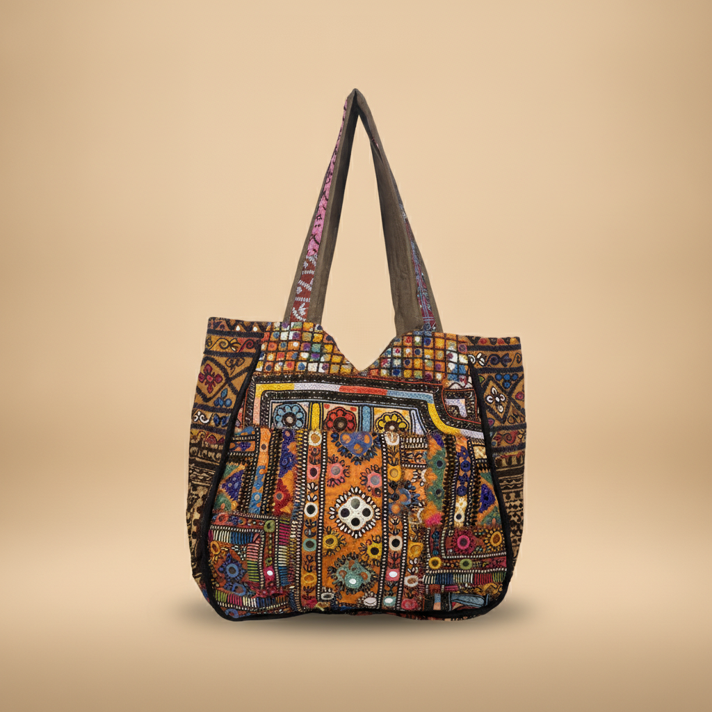 Shell Tassel Handcrafted Oversized Tote Bag — Saffron Caravan