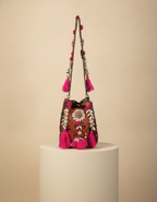 Shell Tassel Handcrafted Bucket Bag — Vermilion Spark (Medium)