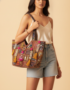 Shell Tassel Handcrafted Oversized Tote Bag — Terracotta Compass