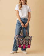 Shell Tassel Handcrafted Tote Bag — Onyx Tapestry