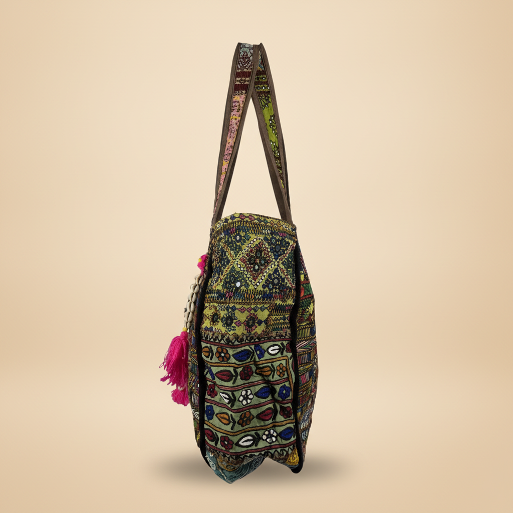 Shell Tassel Handcrafted Oversized Tote Bag — Willow Trail