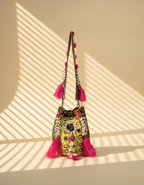 Shell Tassel Handcrafted Bucket Bag — Meadow Bloom (Medium)