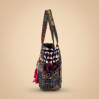 Shell Tassel Handcrafted Tote Bag — Charcoal Tapestry