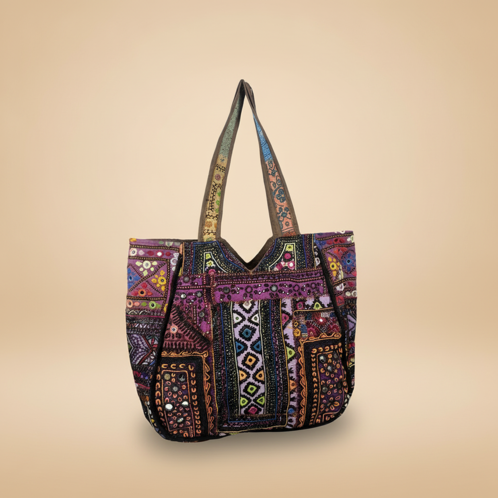 Shell Tassel Handcrafted Oversized Tote Bag — Orchid Odyssey