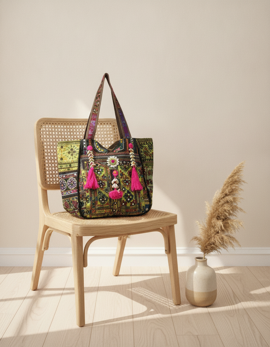 Shell Tassel Handcrafted Oversized Tote Bag — Fern Crossing