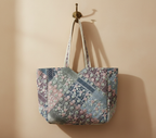 Ahir embroidery ivory tote bag front view — Mystic Dhaga