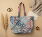 Ahir embroidery pink tote bag side view showing depth
