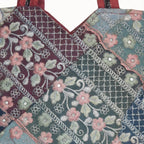 Ahir embroidery red tote bag isometric angle