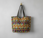 Jat Mutava red yellow leaf Suf tote bag front view — Mystic Dhaga