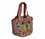 Rabari embroidery red peacock tote bag back view