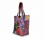 Applique Patchwork Charcoal Mosaic tote bag isometric angle
