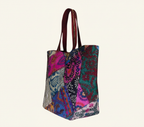 Applique Patchwork Sandstone Indigo tote bag back view