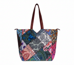 Applique Patchwork Sandstone Indigo tote bag isometric angle
