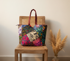 Applique Patchwork Dusk Mosaic tote bag side view showing depth