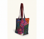 Close-up of Blossom Mosaic applique patchwork texture on tote bag