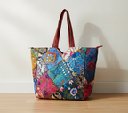 Applique Patchwork Handcrafted Tote Bag — Azure Mosaic | Mystic Dhaga