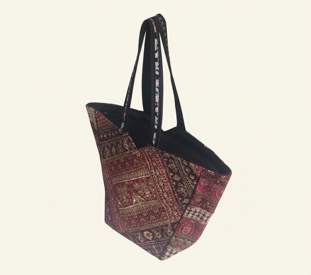 Gotta Patch Noir Shimmer tote bag side view showing depth