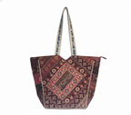 Close-up of Pearl Shimmer gotta patchwork metallic detail on tote bag