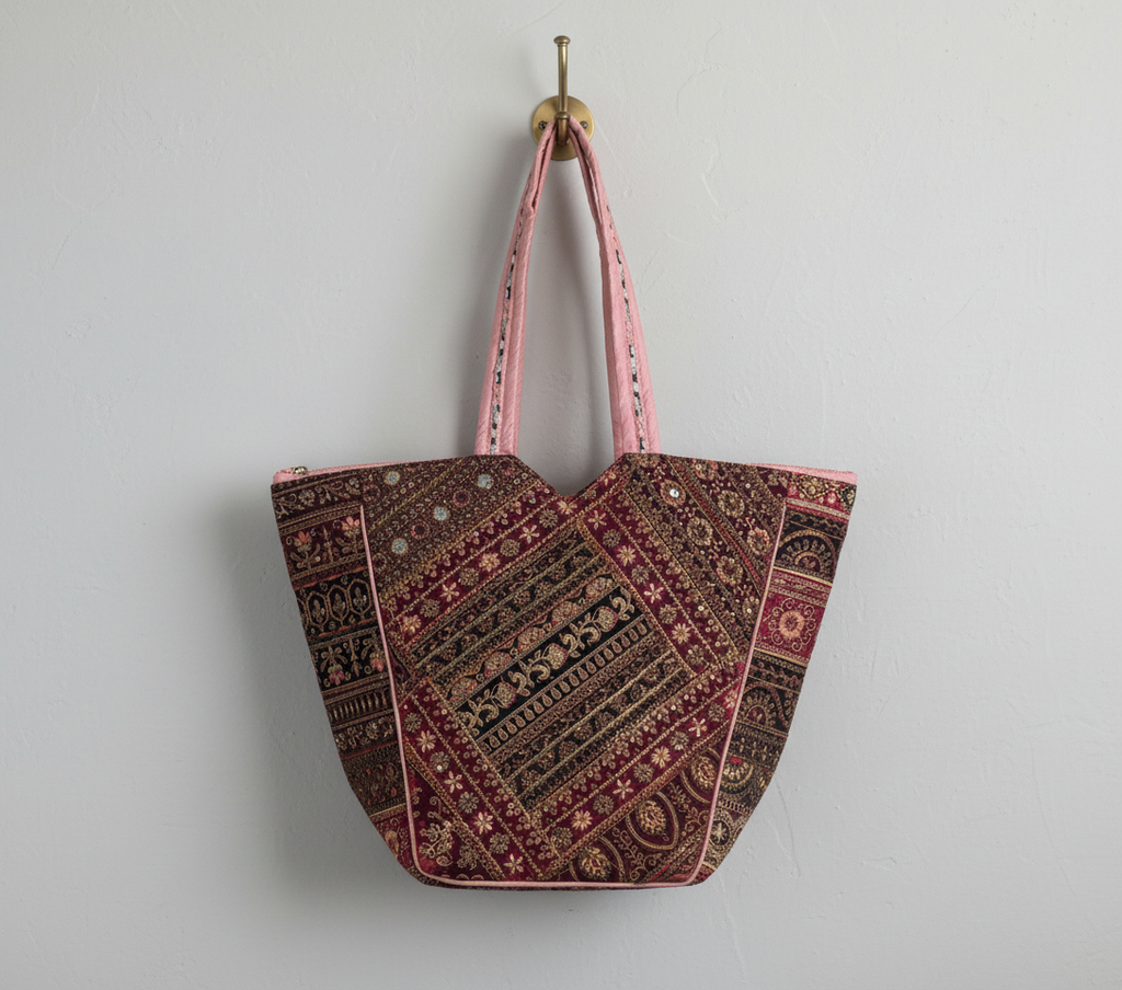 Gotta Patch Rose Shimmer tote bag side view showing depth