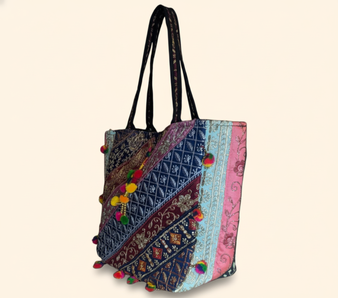 Gotta Patti Mirror Tassel Midnight Radiance tote bag back view