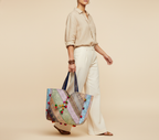 Gotta Patti Mirror Tassel Sapphire Gleam tote bag front view — Mystic Dhaga