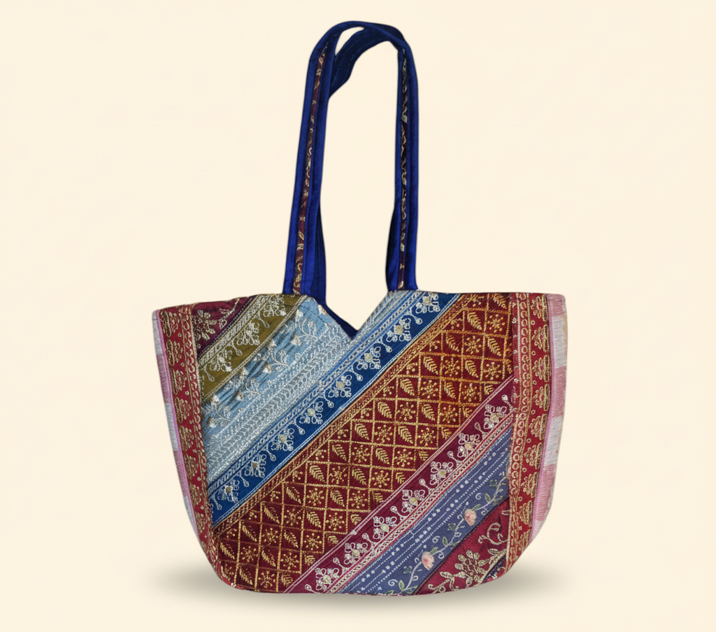 Gotta Patti Mirror Tassel Sapphire Gleam tote bag isometric angle