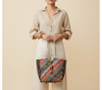 Gotta Patti Mirror Tassel Pearl Radiance tote bag side view showing depth