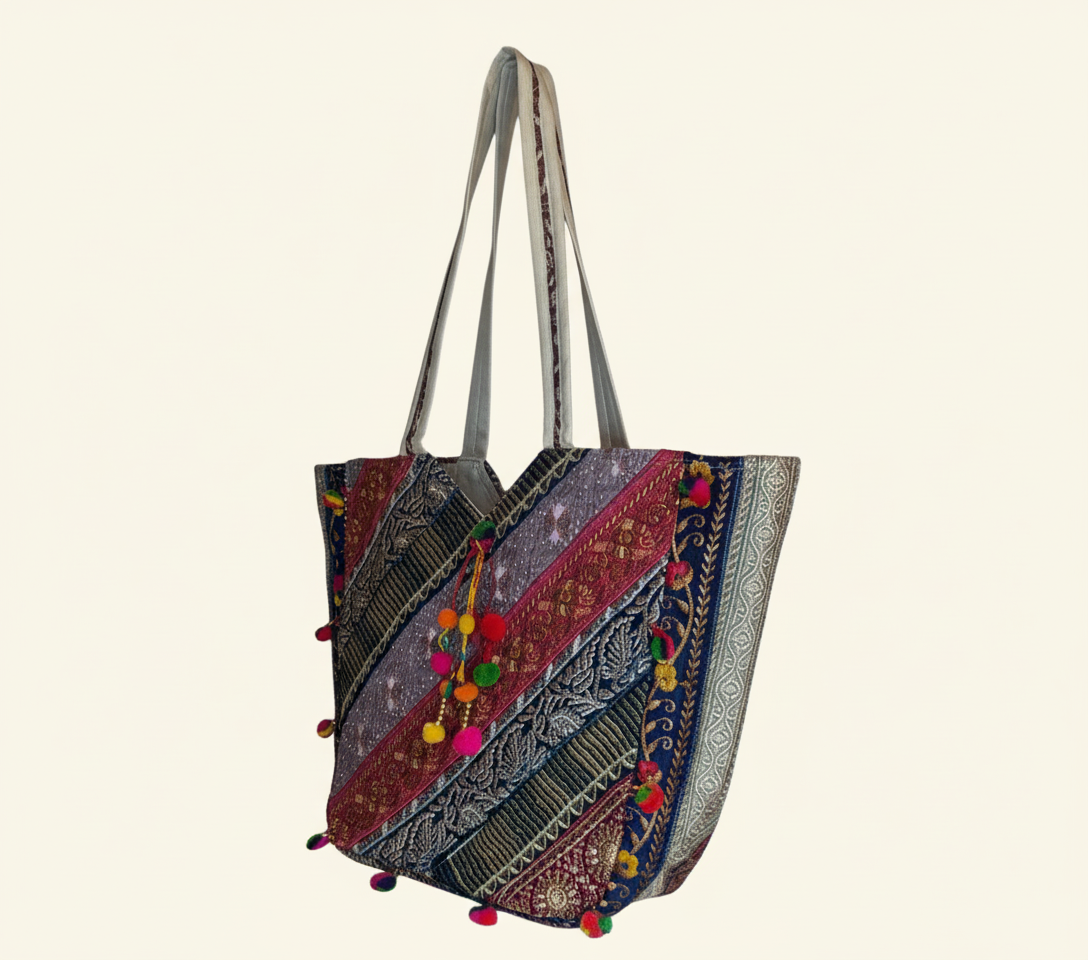 Gotta Patti Mirror Tassel Pearl Radiance tote bag isometric angle