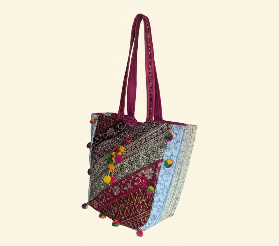 Gotta Patti Mirror Tassel Blush Radiance tote bag isometric angle