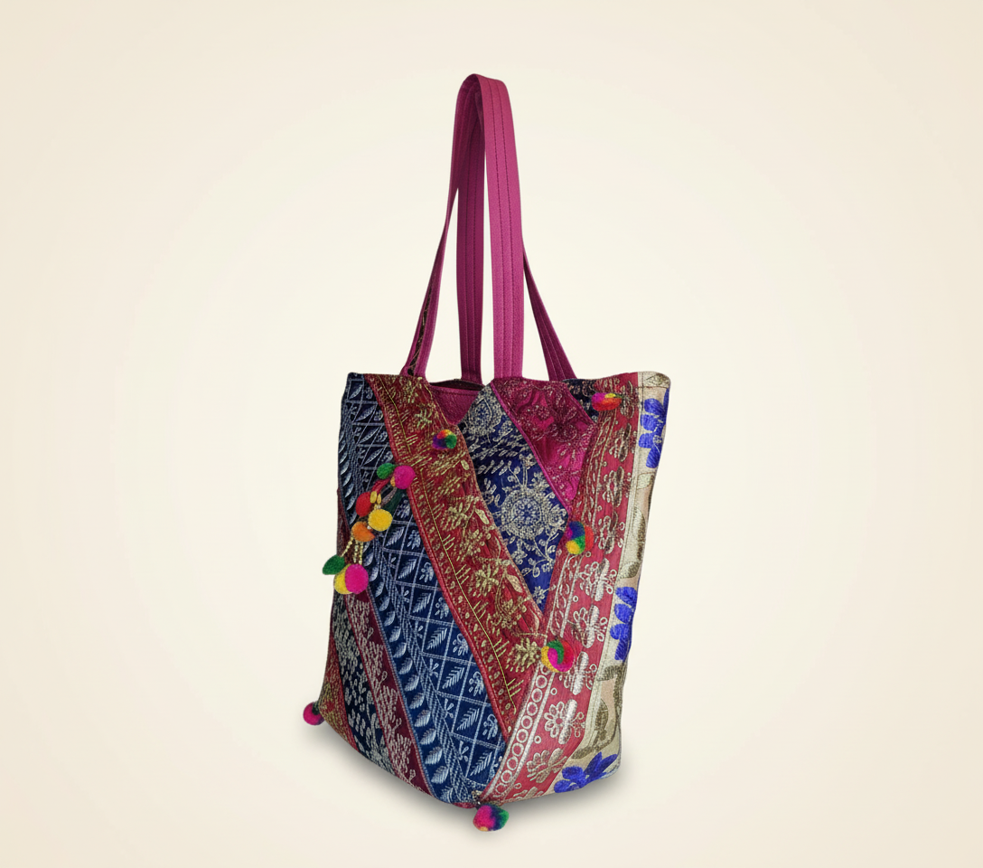 Gotta Patti Mirror Tassel Rose Gleam tote bag isometric angle