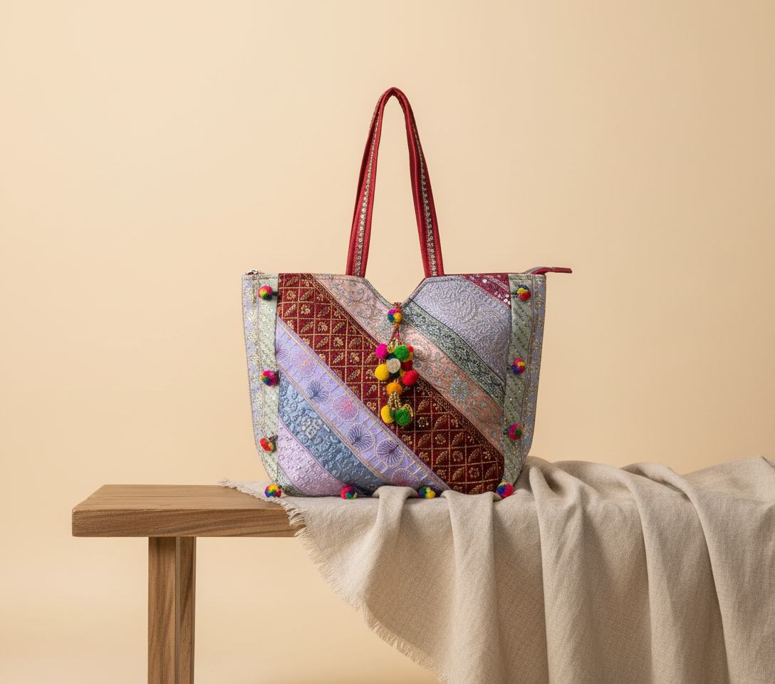 Gotta Patti Mirror Tassel Scarlet Gleam tote bag back view
