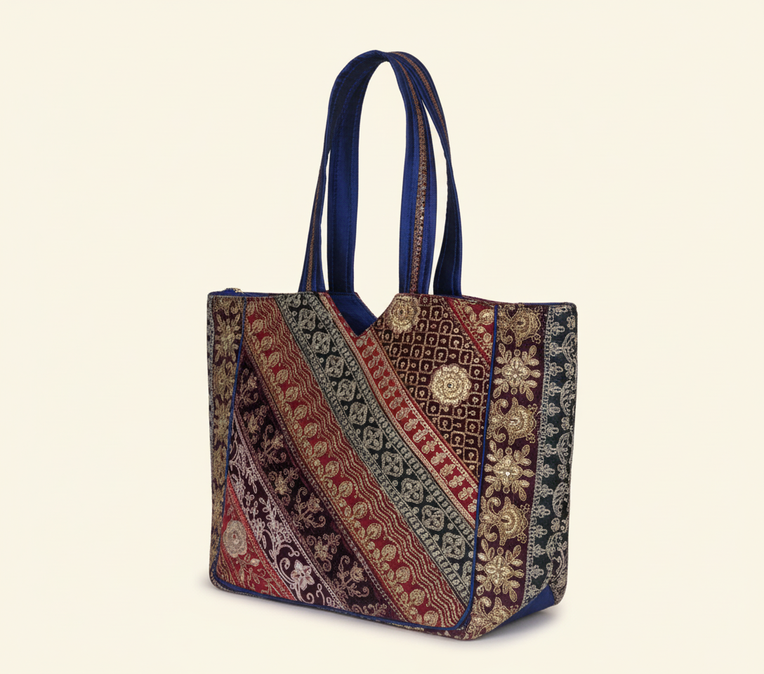 Gotta Patti No Tassel Sapphire Elegance tote bag isometric angle