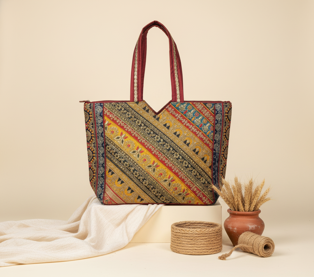 Gotta Patti No Tassel Burgundy Elegance tote bag back view