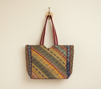 Gotta Patti No Tassel Burgundy Elegance tote bag styled on hook — Mystic Dhaga